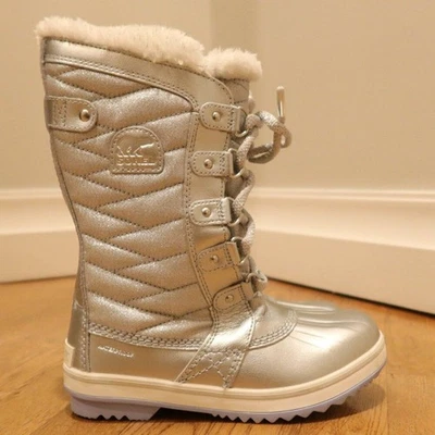 SOREL Disney girls Tofino Frozen II Waterproof Snow Boots silver lace 3 winter - Image 1 of 4