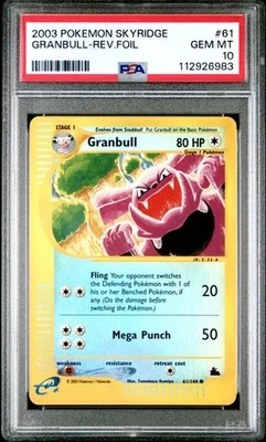 PSA 10 2003 POKEMON SKYRIDGE #61 GRANBULL REVERSO LÁMINA HOLO GEMA COMO NUEVO POP 23 Foto 1 de 2