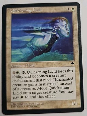 MTG Magic The Gathering Card Quickening Licid Summon Licid White Tempest 1997 - Image 1 of 2