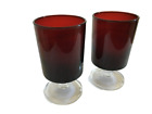 Vintage Pair of French Luminarc Arcoroc Ruby Red footed  Drinking Glasses 70ml