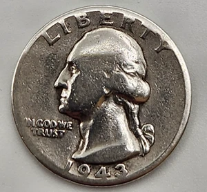 1943-D  U.S. SIVER  WASHINGTON QUARTER #12 - Foto 1 di 2