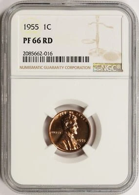 1955 1c Proof Lincoln Wheat Cent NGC PF66RD - Image 1 of 4