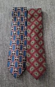 Lot of 2 Vintage Ermenegildo Zegna Geometric 100% Silk Made In Italy Ties - Picture 1 of 6