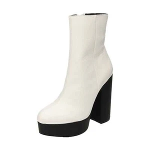 Womens White Leather Boots Platform High Heel Ankle Fetish Pole Clubbing Retro - Picture 1 of 12