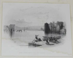 Kings John Castle Limerick Ireland ca.1840 Antique Mounted Engraving 11x10inches - Picture 1 of 2