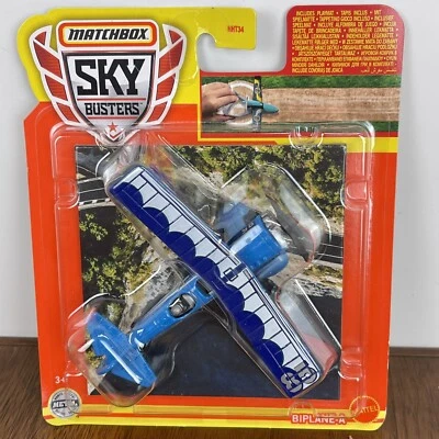 2022 Matchbox Sky Busters 13/33 Biplane-A Blue & White - Image 1 of 4