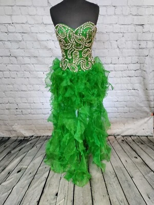 W66 ALYCE SZ 6 EMERALD GREEN   BEADED FORMAL PARTY PROM BRIDESMAID GOWN DRESS - Image 1 of 4