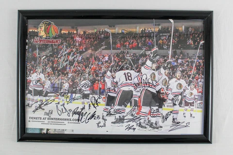 WHL Portland Winterhawks Framed Team Poster 17x11 Signed By 19 21 28 35 43 Cover