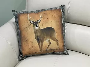 Almohada decorativa de 16" Lodge cabina ciervos bosque decoración de acento Northwoods - Imagen 1 de 3
