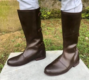 Medieval Long Boots | Handmade Knight Leather Long Boots RE-Enactment Mens Boots - Picture 1 of 4