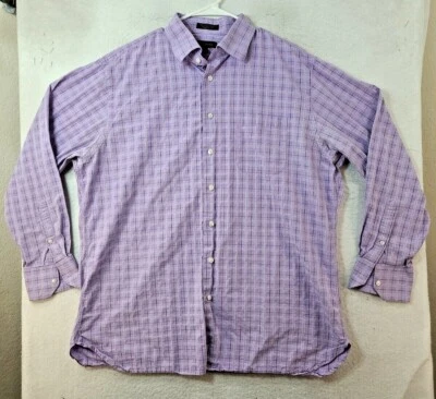Camisa John Nordstrom Para Hombres XL Púrpura A Cuadros Manga Larga Abotonada  Foto 1 de 4