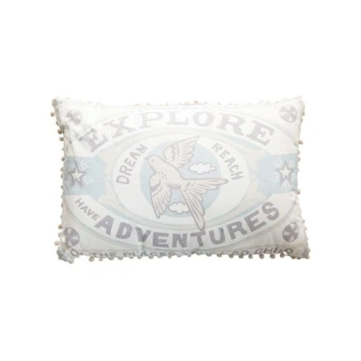 Creative Co-op -  "Explore Have Adventures" Bird Print Pillow - DF3753 - Image 1 of 2