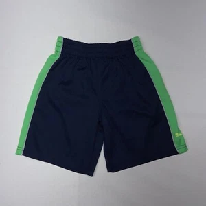 Puma Blue Athletic Sports Neon Green Shorts Pull On Elastic Waist Youth Boys 5 - Picture 1 of 5