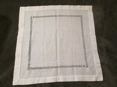 Vtg White Linen Embroidery Drawnwork Lace Table Cloth Topper 17"x17" Grannycore - Image 1 of 4