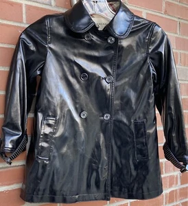 Burberry Girls Black Shiny Trench Coat Size 5 - Picture 1 of 8