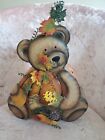 Tin Bear Fall Harvest Figurine Candle Holder Excellent Condition