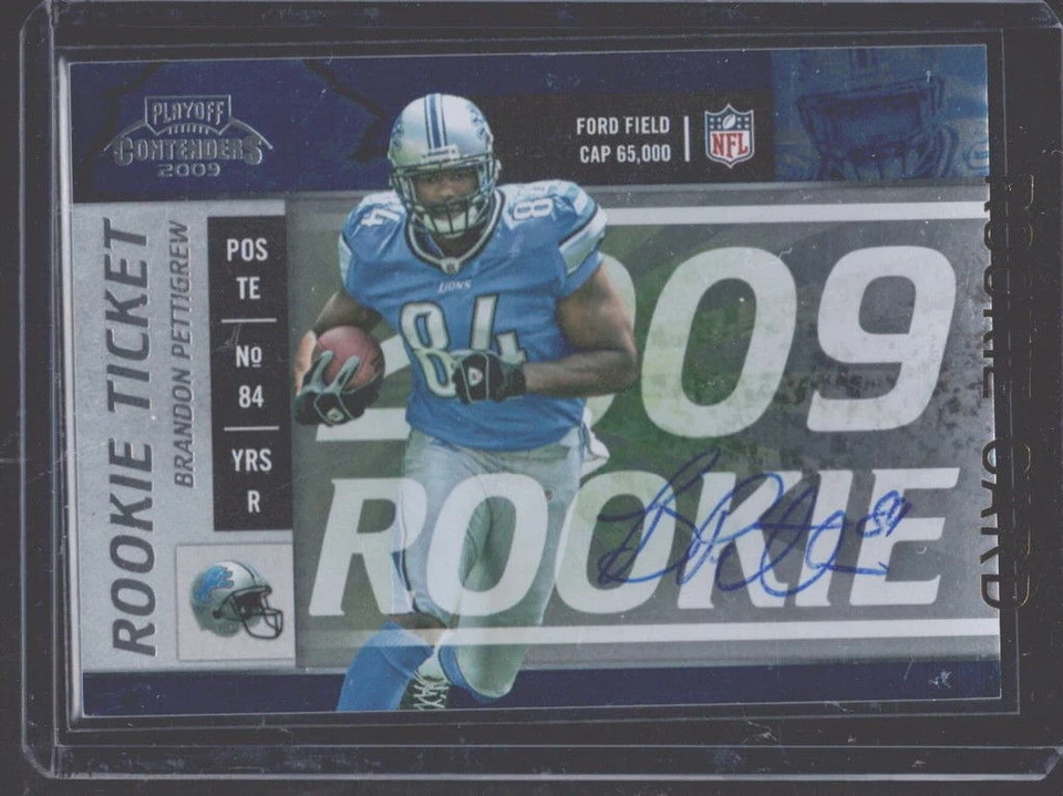 2009 PLAYOFF CONTENDERS ROOKIE TICKET BRANDON PETTIGREW LIONS  ROOKIE AUTO #111 - Image 1 of 1