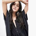 NWT Free People Aster Henley Oversized Top Sz XSmall-XS Black New