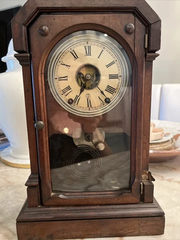 ANTIQUE USA SETH THOMAS BELL STRIKES WALL & STAND ALARM CLOCK WITH PENDULUM 1882 Cover