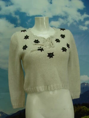 Toller, kurzer Trachtenpullover Damen Stickerei, Besatz Trachten Pullover Gr.34 - Bild 1 von 4