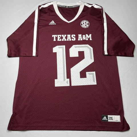 TEXAS AM Jersey Men’s 2XL XXL Football AGGIES A&M #12 College NCAA Adidas Maroon Cover
