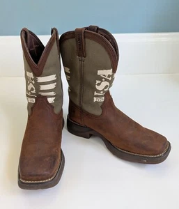 Durango Kids Rebel USA Western Cowboy Boot Army Green Size 4M Women's 6 - Picture 1 of 9