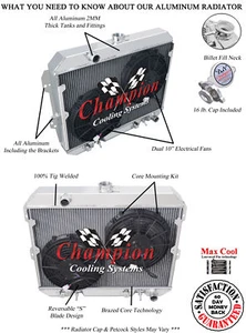 RS Champion 2 Row Radiator W/ 2 10" Fans for 1981 - 1983 Nissan 280ZX L6 Engine - Picture 1 of 9