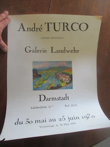 Affiche d'Exposition André Turco Galerie Landwehr 1970 52 cm sur 37 cm 337 - Picture 1 of 3