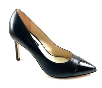 Nine West Enda Black Leather High Heel Pointed Toe Stilleto Pumps Size 10