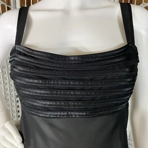 Jones New York Women's L Black Chiffon Babydoll Nighty Dress Satin Stripe Bodice - Picture 1 of 12
