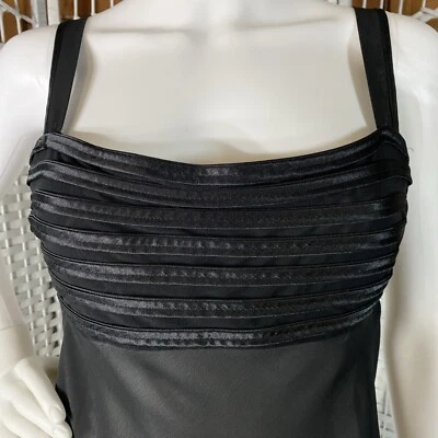 Jones New York Women's L Black Chiffon Babydoll Nighty Dress Satin Stripe Bodice - Image 1 of 4