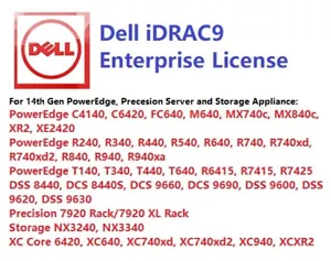 Same Day, Dell iDRAC9 Enterprise License, 14G PowerEdge R740/R640/R540/R440/R340 - Picture 1 of 1