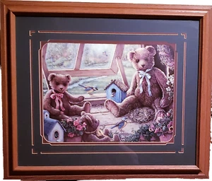Victorian Teddy Bears Print Framed Matted 25" X 21" - Picture 1 of 1