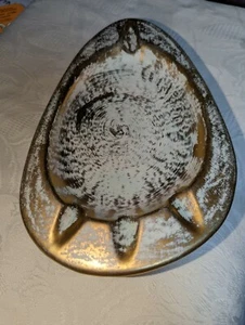 Stangl Pottery Turquoise And Gold Ashtray  #3904 MCM 22k Soap or Trinket Dish - Picture 1 of 7