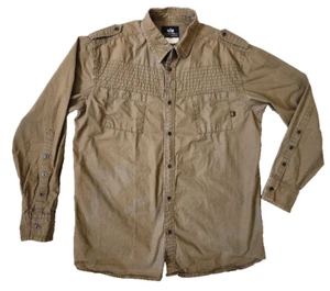 Alpha Industries Inc Men's Sz L Button-Up Shirt Khaki Military Long Sleeve - Picture 1 of 12