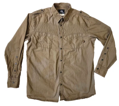 Alpha Industries Inc Men's Sz L Button-Up Shirt Khaki Military Long Sleeve - Image 1 of 4