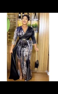 African Nigerian Women Dresses Elegant Kaftan Plus Size Long Sleeves Party Gown - Picture 1 of 2