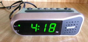 Sharp Digital Dual Alarm Clock EUC Green LED, Ascending Alarm, Snooze - Picture 1 of 5