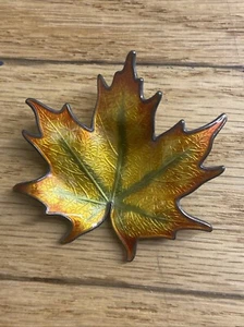 Vintage Norway HROAR PRYDZ Sterling Silver Maple Fall Leaf Enamel Brooch Pin, 2" - Picture 1 of 8