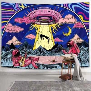 Aliens Modern Wall Art Extra Large Tapestry Wall Hanging Fabric Poster 1970s - Picture 1 of 6
