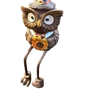 Vintage Harz Regal Sitter anthropomorphe Eule mit Pilgerhut 3,5 x 2,5 - Bild 1 von 6