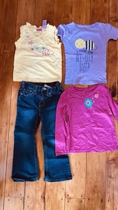 Girls 4T-5T Embroidered Shirts and Jeans Lot - Picture 1 of 7