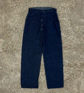 Vintage USN Early 1940s WWII Slant Pocket Donut Button Fly Pants Jeans - Picture 1 of 9