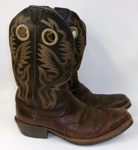 Botas Ariat Western Marrón Puntera Cuadrada Punto Llama Para Hombre 9.5 D - Imagen 1 de 7