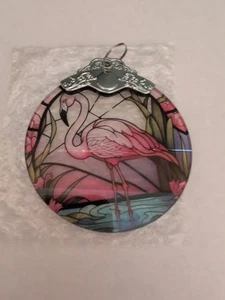 Flamingo Stained Glass Sun Catcher Christmas Ornament Beach Holiday Decor  - Picture 1 of 20