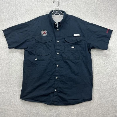 South Carolina Gamecocks Shirt Mens XL Blue Columbia PFG Fishing Short Sleeve - Image 1 of 4