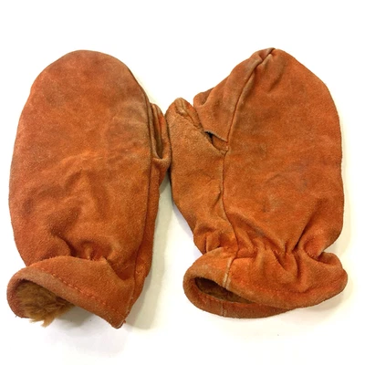 Mitones de caza de gamuza roja vintage gatillo abertura para dedos pesca en hielo forrados cálidos Foto 1 de 4