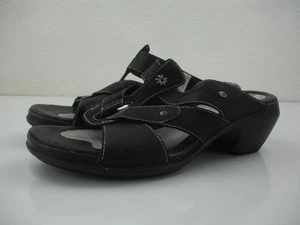 Women's sz 7 M Merrell Luxe Slide Sandals Black Leather Slip-On Open Toe Slip-On - Picture 1 of 13