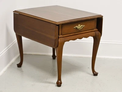 ETHAN ALLEN Cherry Queen Anne Drop-Leaf End Side Table - Image 1 of 4