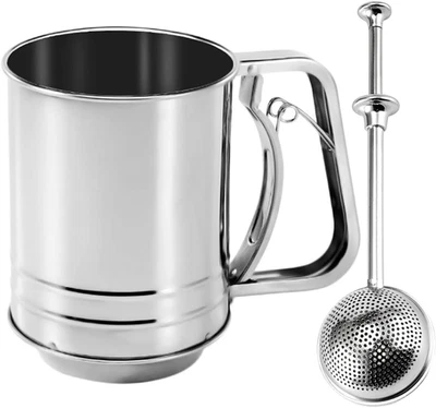 Setaccio per Farina,  400 Grammi Setaccio Farina in Acciaio Inox Con Tazza 1Pcs  - Immagine 1 di 4